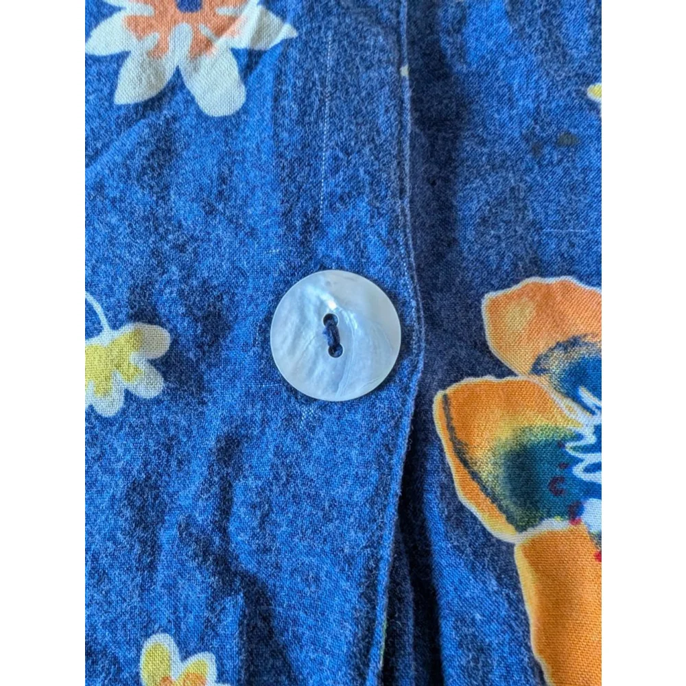Vtg Short Sleeve Button‎ Down Hawaiian Floral Women's Top Tropical Resortwear - Picture 4 of 5